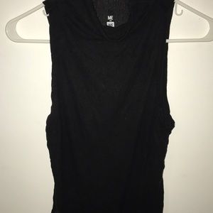 Black turtleneck sleeveless top